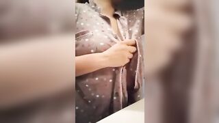 web cam: big boobed roommate inside the restroom