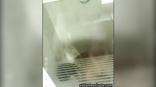 Stepmom soaps her big tits in the shower