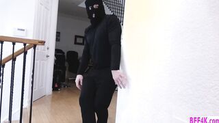 Lucky burglar fucks birthday girl and her two friends