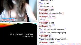 Hot teen with shaved pussy masturbating on video chat