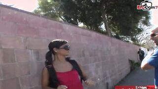 Skinny dark hair Teens with small tits pick up public for