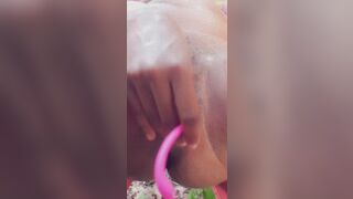 Black plays with cunt snd squirt with lush dildo