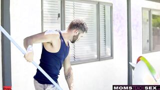 MomsTeachSex - Stepmom and Daughter Compete For Pool Boy's Cock - S6:E10