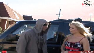 Long Boobed blonde sexy hookup at the street for her first
