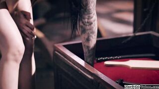 Stepdaughter gets spanked by her stepdad