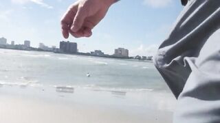 Jerking off on public beach-Big Cum Shot-Hairy Bear