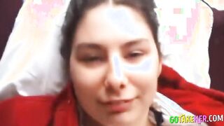 Shy girl gets facial