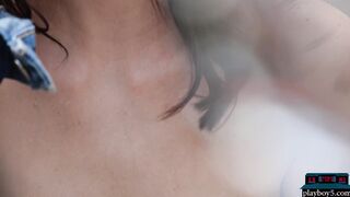 All natural brunette Playboy model solo