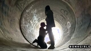 Voyeur BBC worship aggressive BlowJob public
