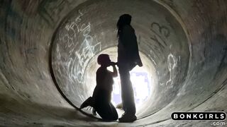 Voyeur BBC worship aggressive BlowJob public