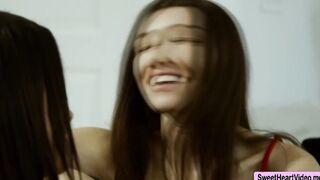 Teen brunette facesitted by cute friend