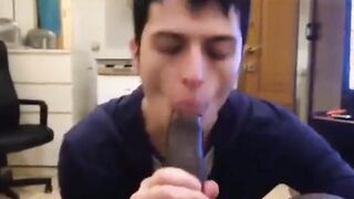 White Mexican Young Boy Sucking Black Cock Eating Cums
