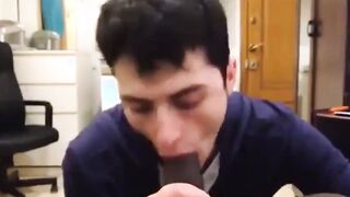 White Mexican Young Boy Sucking Black Cock Eating Cums