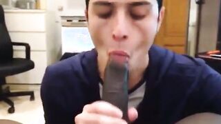 White Mexican Young Boy Sucking Black Cock Eating Cums