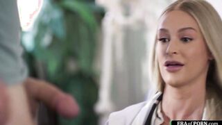 Busty doctor examines and sucks a cock