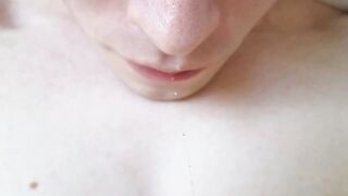 Creamy close-up cum swallowing with slo-mo!