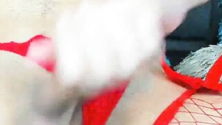 Wild Shemale With Long Hair Jerking Her Cock