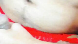 Wild Shemale With Long Hair Jerking Her Cock