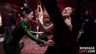 Female Domination spanking BDSM sub before anal in trio
