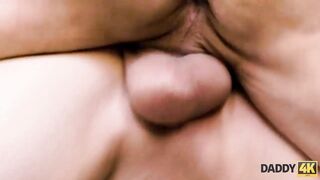 DADDY4K. eighteen with red hair riding dick of BFs dad as part