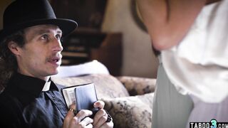 Busty lesbian MILFs convincing a priest