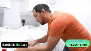 TeamSkeet Labs - Lucky Next Door Oils Up And Fucks His Fit Latina snatch with mouth Next Door In The Backyard