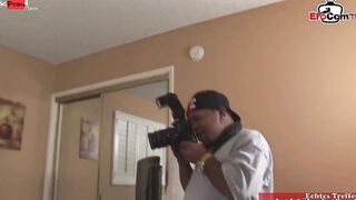 Gigantic black hoe with natural hooters getting a belly cumshot