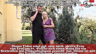 German blonde natural titted MILF boned public into standing