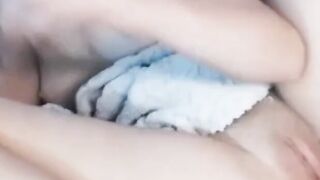 Sexy blonde girl with nice tits and wet shaved pussy vibrati