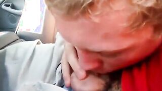 Blowing a friend in the car and he cums in my mouth 2