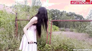 BITCHESABROAD - Skinny Dark Haired Ashley Ocean Seduces Stranger For A Place To Stay - LETSDOEIT
