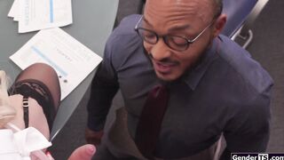 Busty trans boss Gracie Jane dick sucked