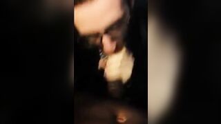 Hot bearded guy sucking guy in public restroom