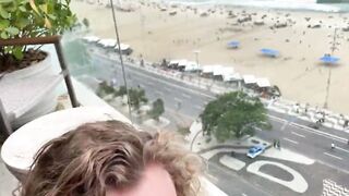 Hot Blonde Amateur Anal Creampie On Balcony Beach