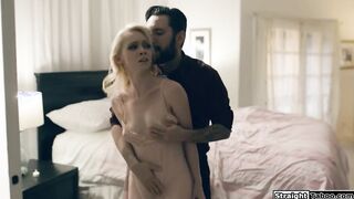 Petite teen fucked rough as stepdad sees