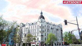 HORNY HOSTEL - Gigantic Boobs Manager Takes New Employee's BBC