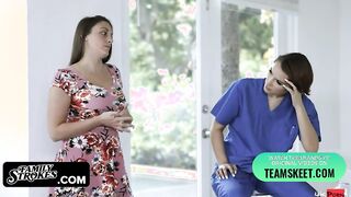 Family Strokes - Yummy Nurse Takes Incredible Care Of Her Injured Stepbrother And His Morning Wood