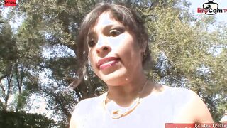 Curvy Latina slut with natural breasts getting an booty creampie