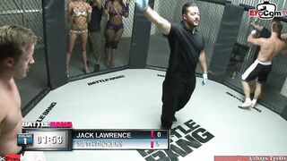 Skinny blonde 18 year old with small boobies fucks into a boxing