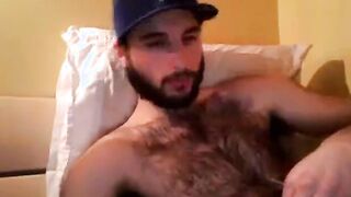 Hairy chest covered in cum