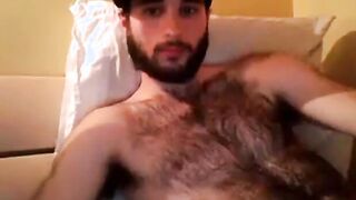 Hairy chest covered in cum