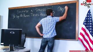 Blonde College Women with natural tits seduce her teacher