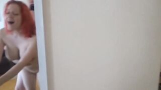 Sexy redhead quivers out of control