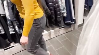 Extreme sex in the fitting room. The seller almost fell asleep.