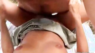 Outdoor Nudity Sex Cumshot with young blonde