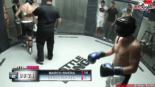 Slim tattooed blonde with small titted fucks in a boxingring