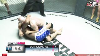 Blonde slut with natural titted fucks in a boxing ring