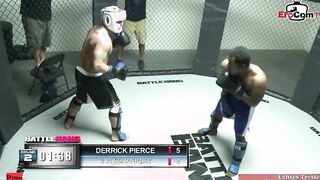 Blonde slut with natural titted fucks in a boxing ring