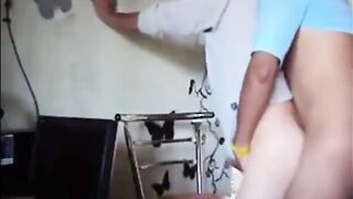 Young lovers fuck on a chair