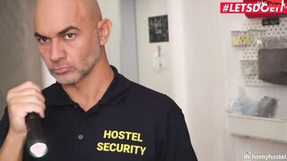 FREAKY HOSTEL - Slim Teen Caught And Fucked By Security